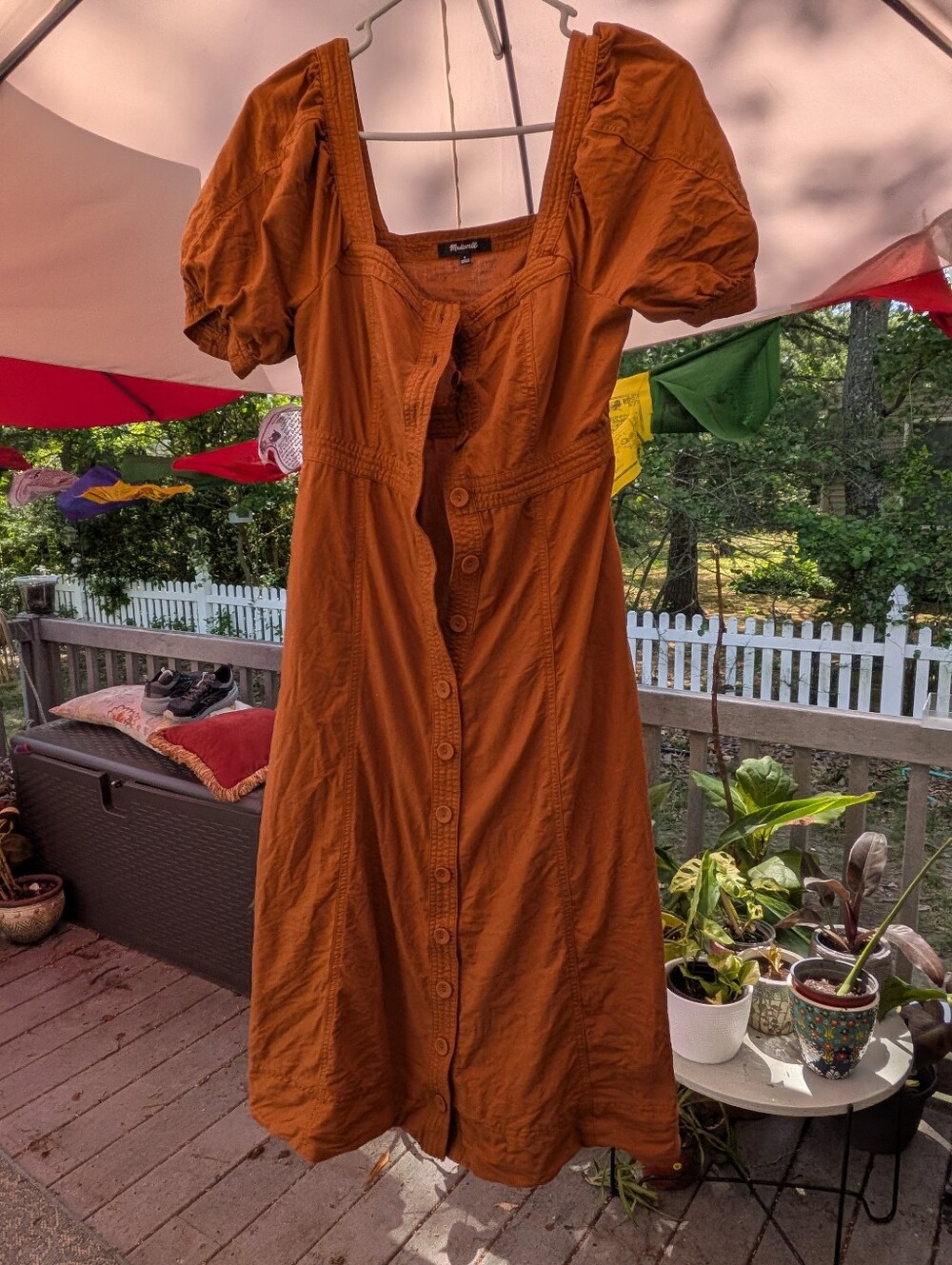 Madewell Rust Orange Button-Front Midi Dress